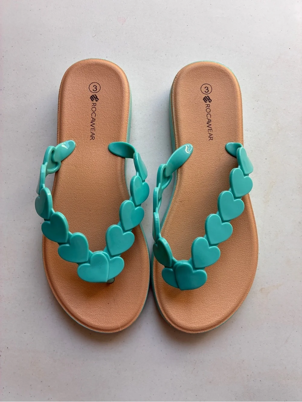 Rocawear Teal Heart-Accent Flip Flops